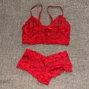 Small Red Lace Lingerie Set